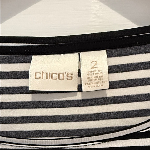 Chico's Striped Long Sleeve Flowy Top 2 (XL) - Picture 3 of 9